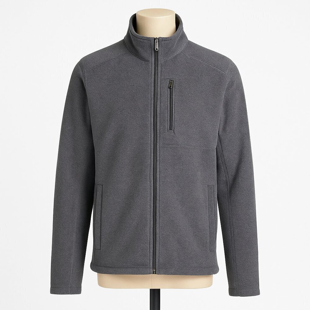 LL Bean Men's XL Zip Up Fleece Dark Gray Preppy Casual Winter College EUC 500020